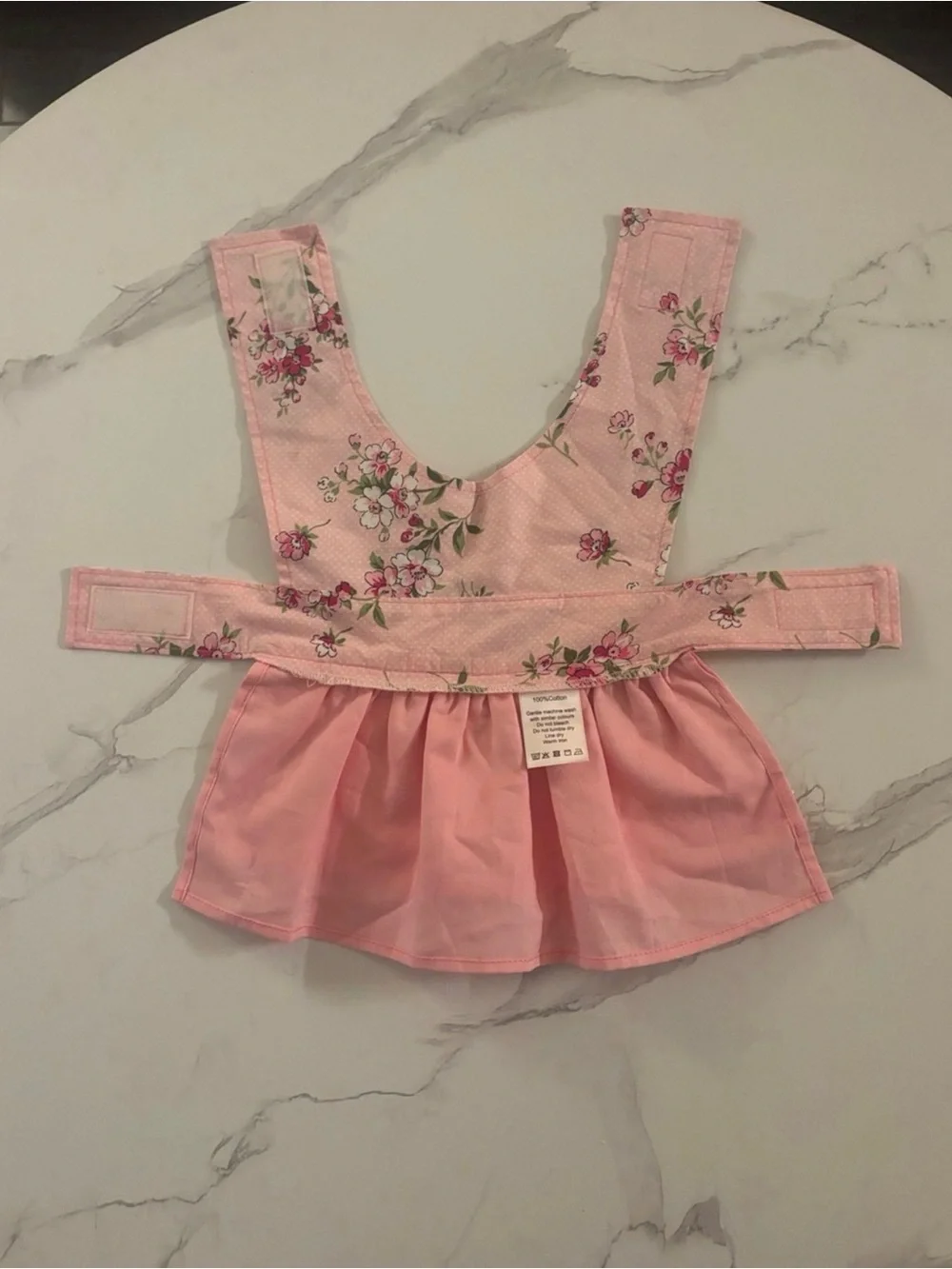 HAND MADE Pink Floral Dog Harness Dress with Skirt